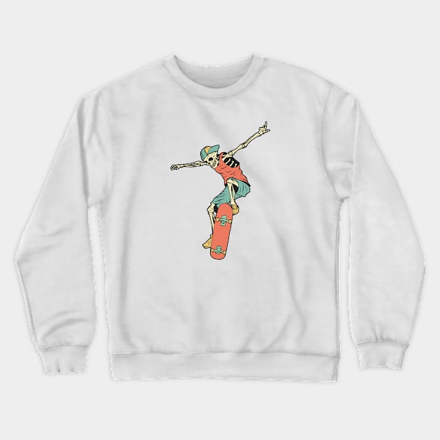 Retro Skater Skeleton Crewneck Sweatshirt by SLAG_Creative